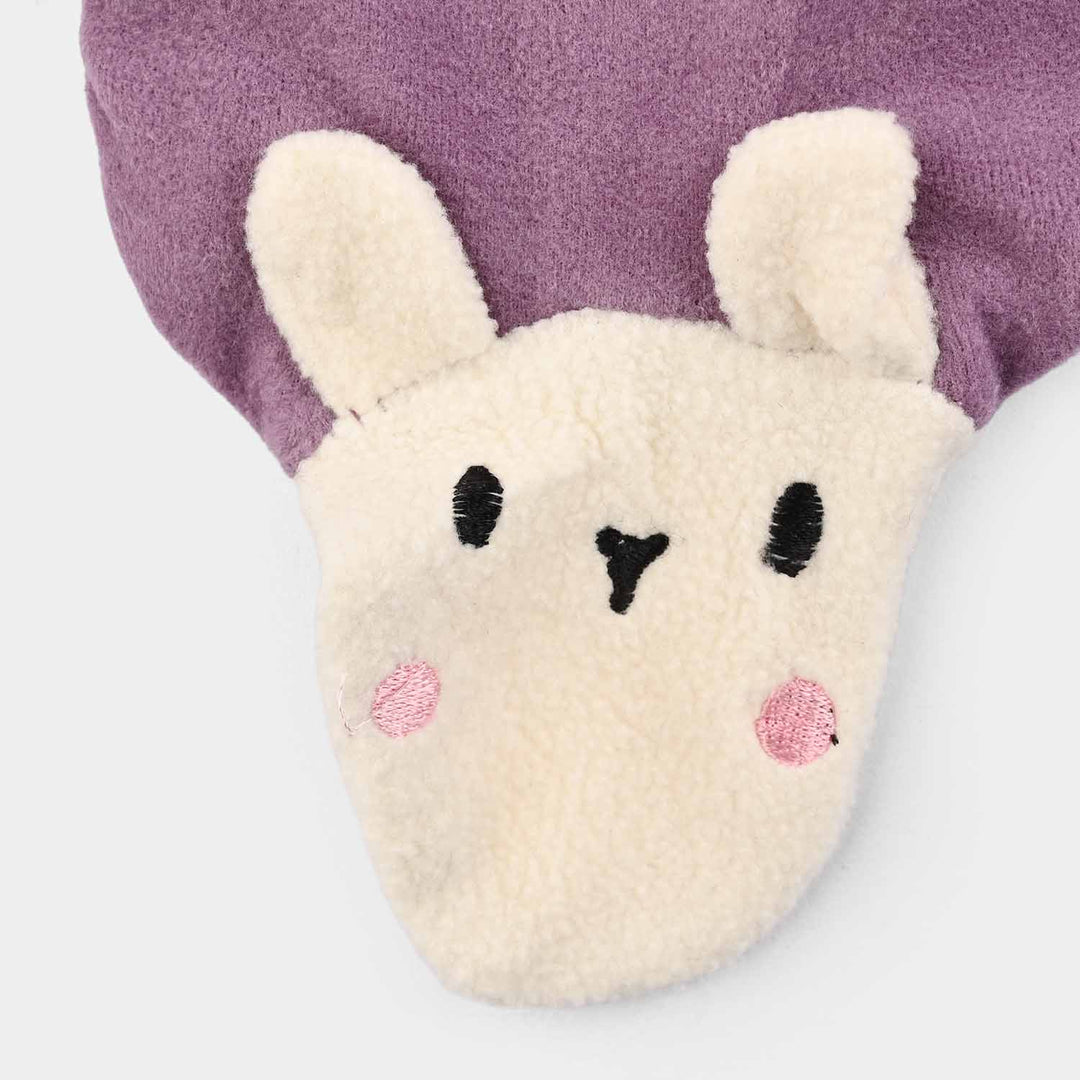 Infant Girls Velour Romper Muffin White-PURPLE