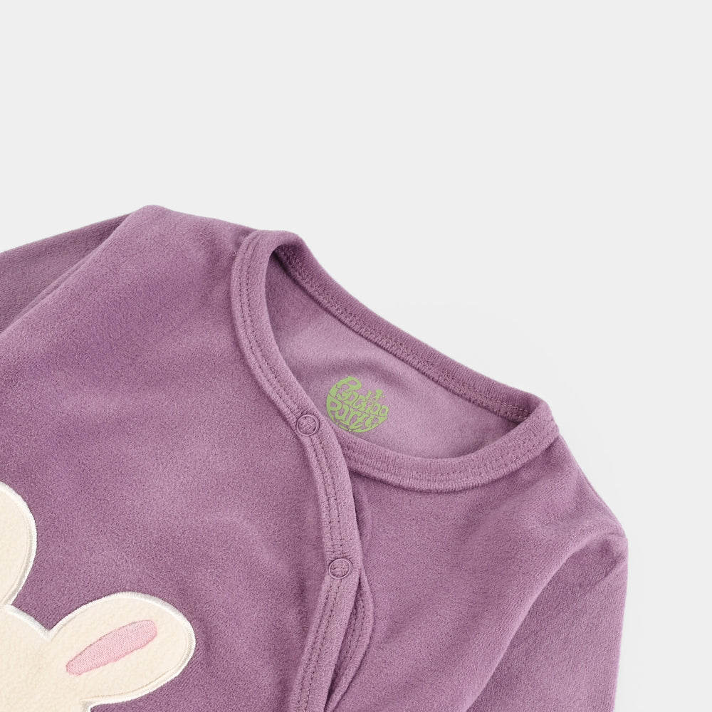 Infant Girls Velour Romper Muffin White-PURPLE