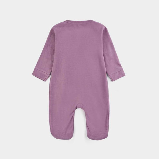 Infant Girls Velour Romper Muffin White-PURPLE