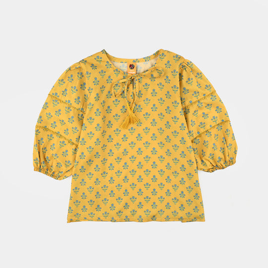 Girls Cotton Causal Top Sunshine-Yellow
