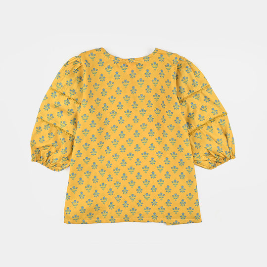 Girls Cotton Causal Top Sunshine-Yellow