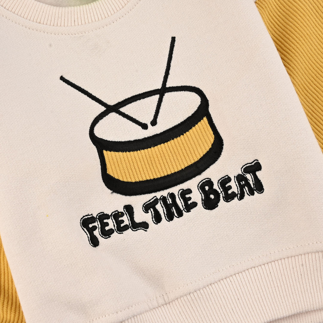 Infant Boys Fleece Sweatshirt DRUM-White