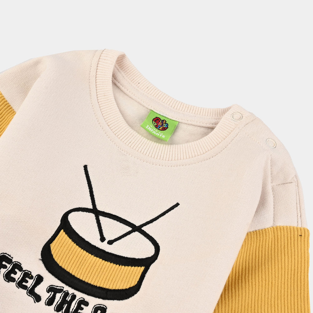 Infant Boys Fleece Sweatshirt DRUM-White
