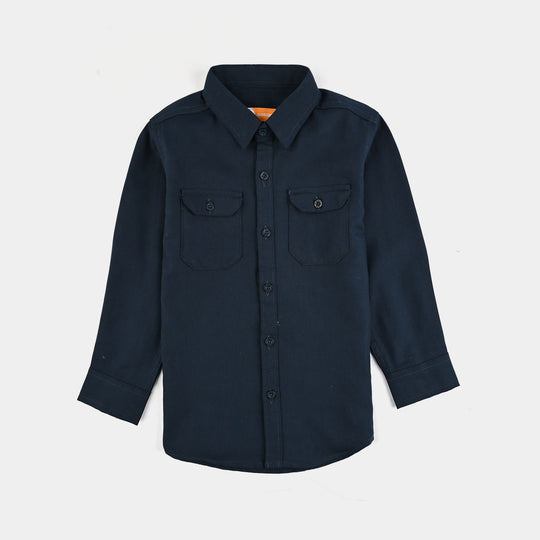Boys Yarn Dyed Shirt (Ocean)-NAVY