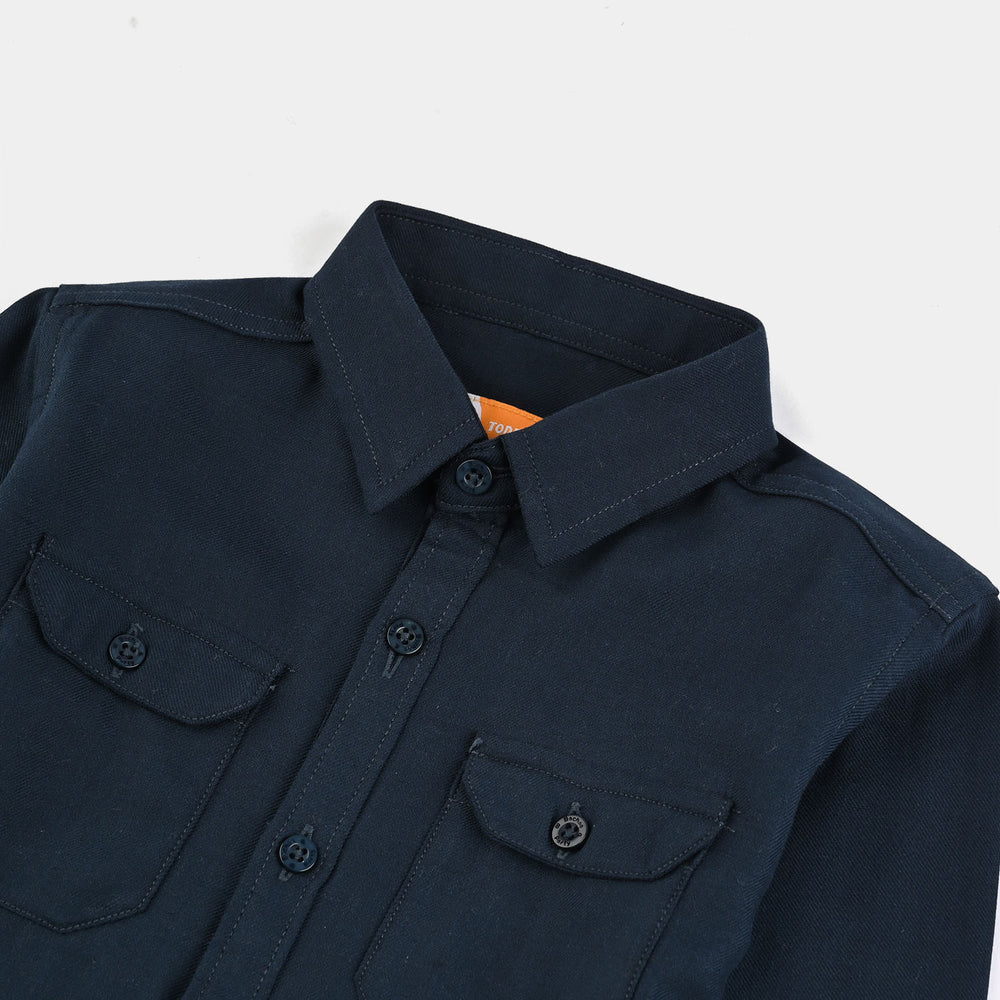 Boys Yarn Dyed Shirt (Ocean)-NAVY