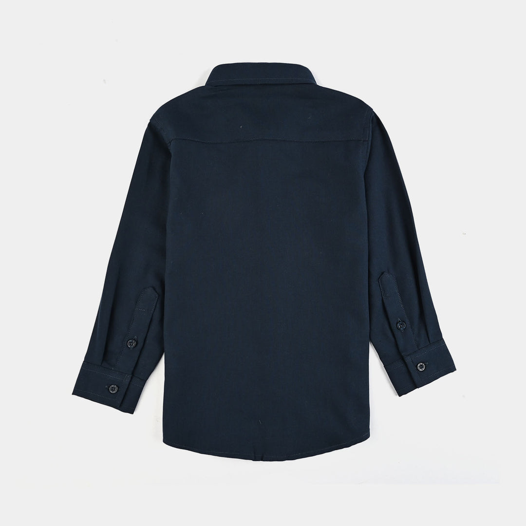 Boys Yarn Dyed Shirt (Ocean)-NAVY