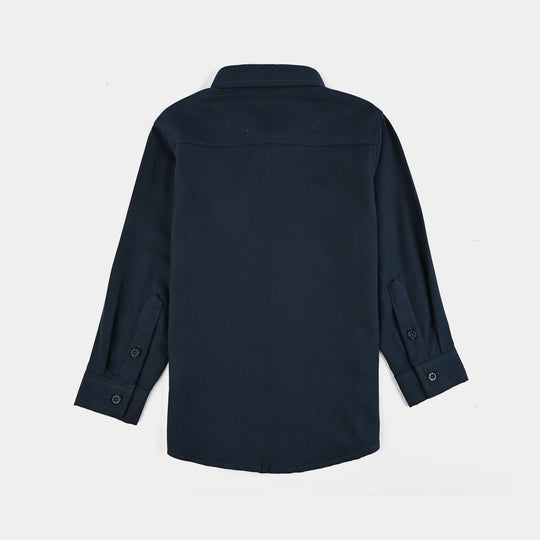 Boys Yarn Dyed Shirt (Ocean)-NAVY