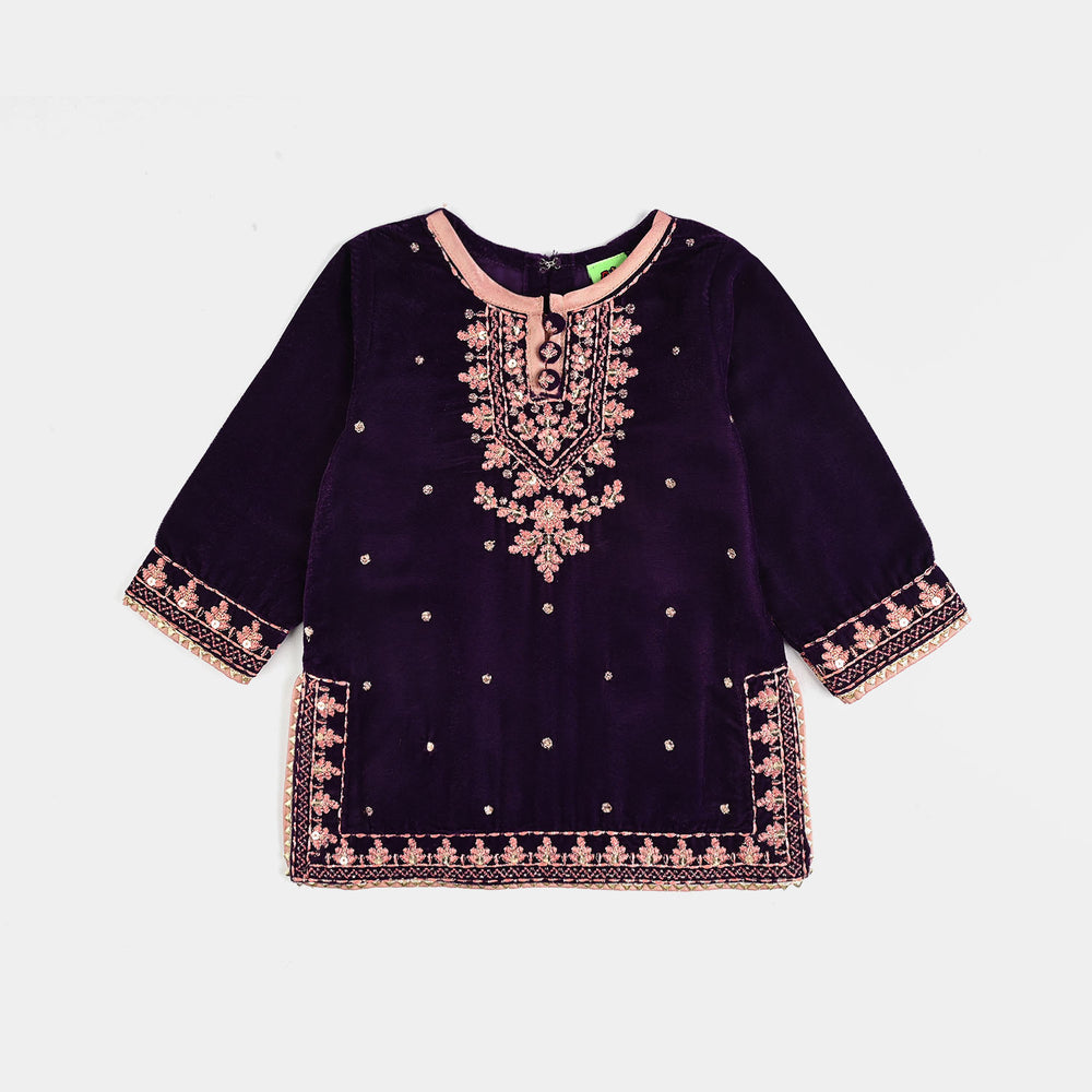 Infant Girls Velvet 3Pcs Rani - Purple