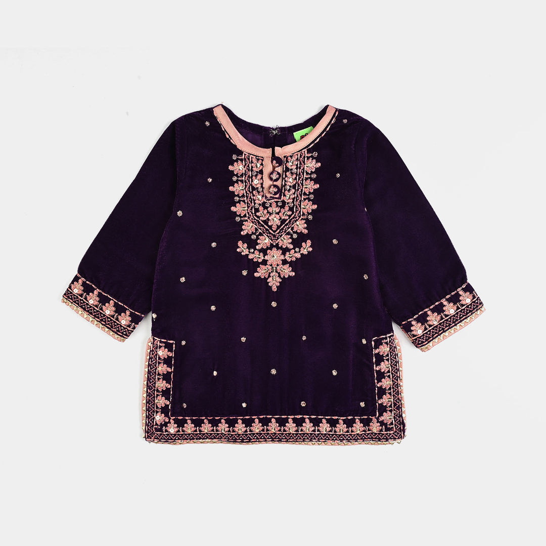 Infant Girls Velvet 3Pcs Rani - Purple