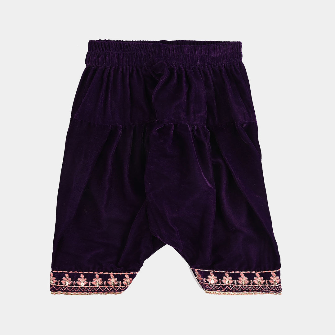 Infant Girls Velvet 3Pcs Rani - Purple