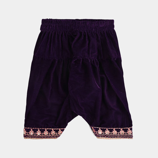 Infant Girls Velvet 3Pcs Rani - Purple