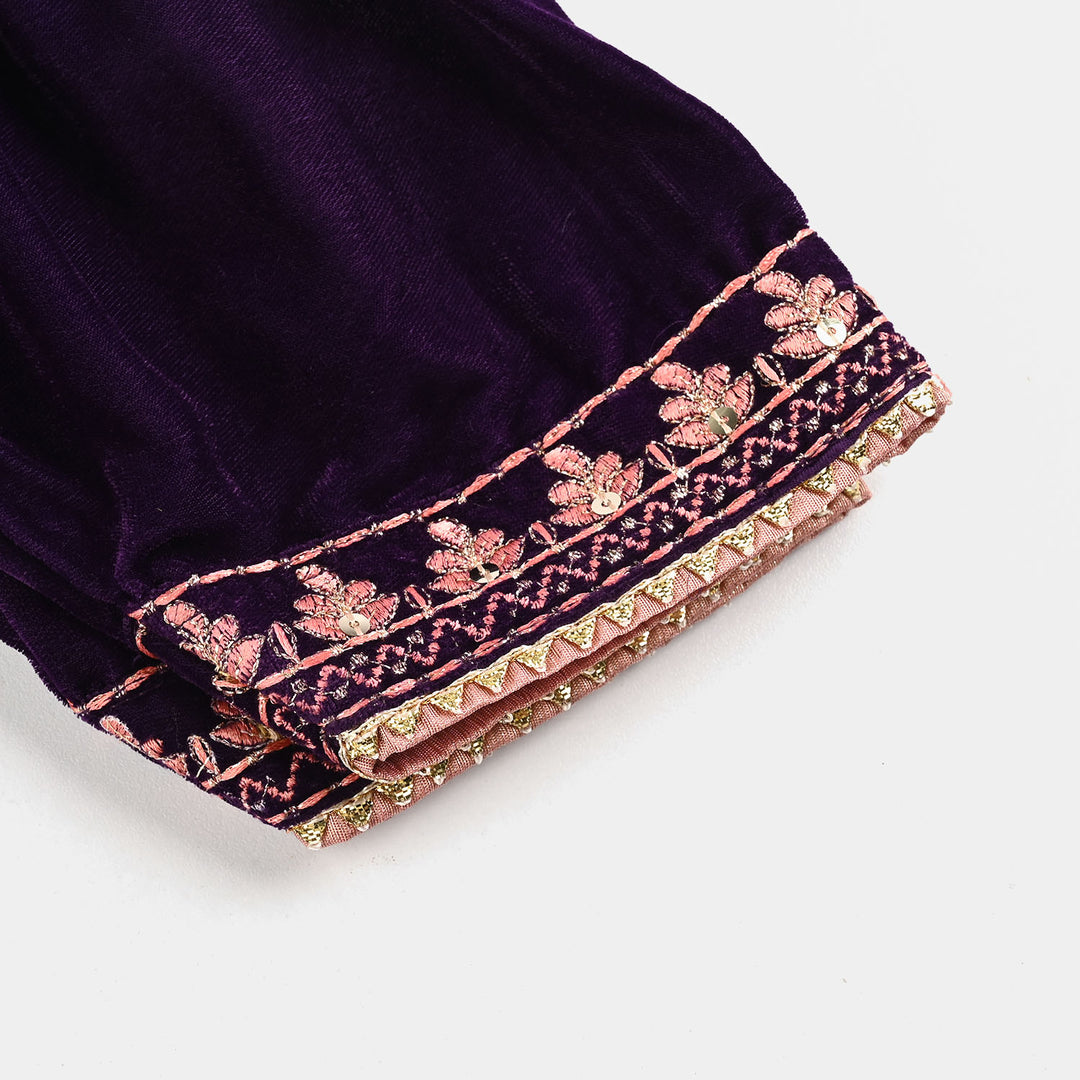 Infant Girls Velvet 3Pcs Rani - Purple