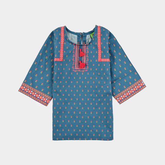 Infant Girls Cotton Printed Kurti Blue Tribe-BLUE