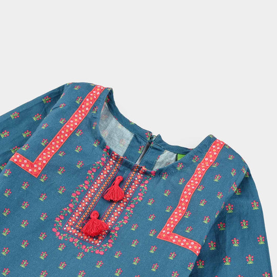 Infant Girls Cotton Printed Kurti Blue Tribe-BLUE