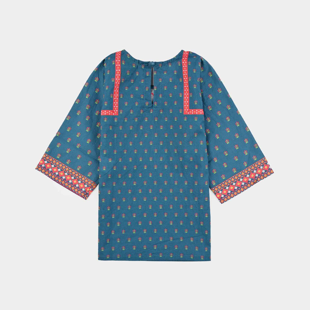 Infant Girls Cotton Printed Kurti Blue Tribe-BLUE