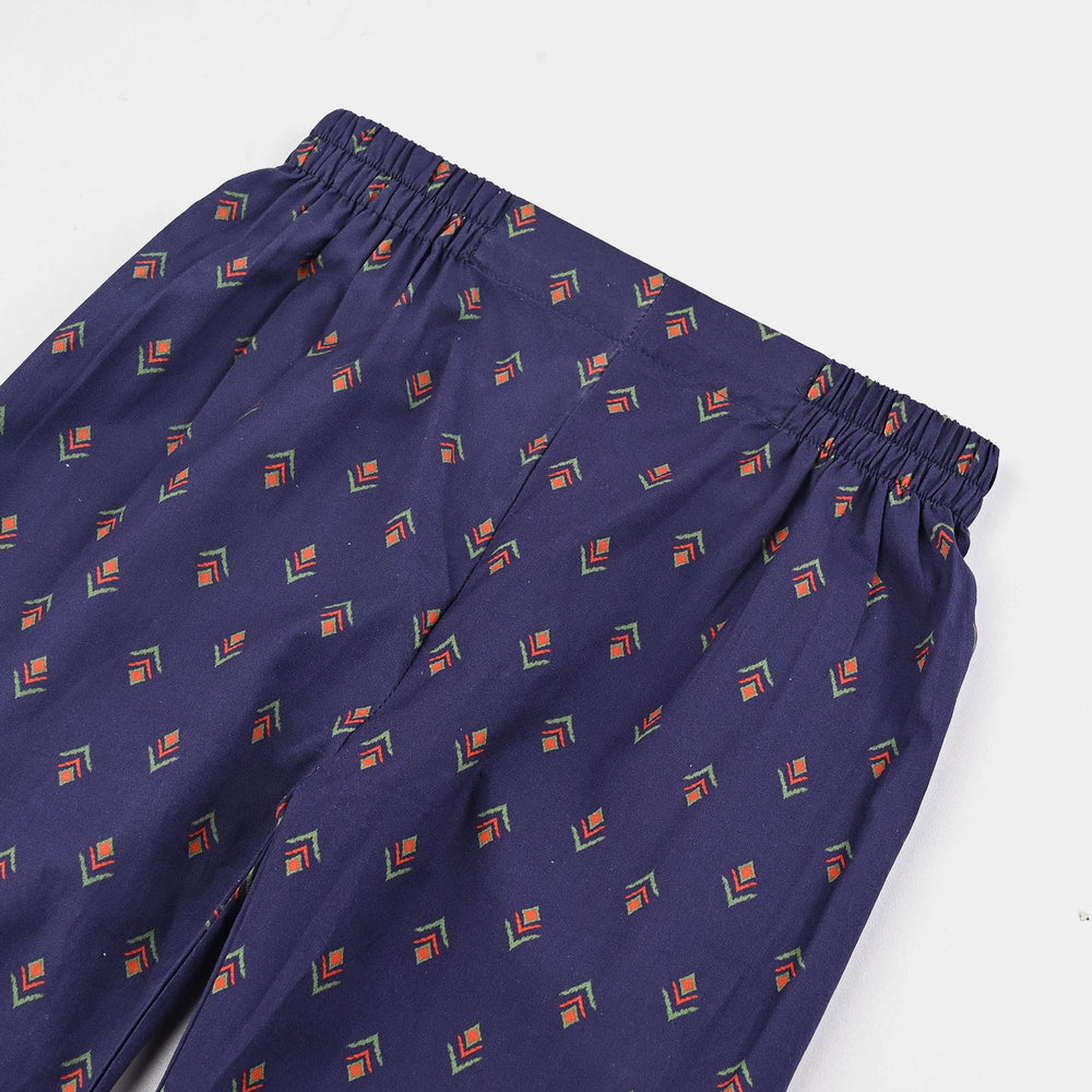 Girls Cotton Printed Pant IKAT - Purple