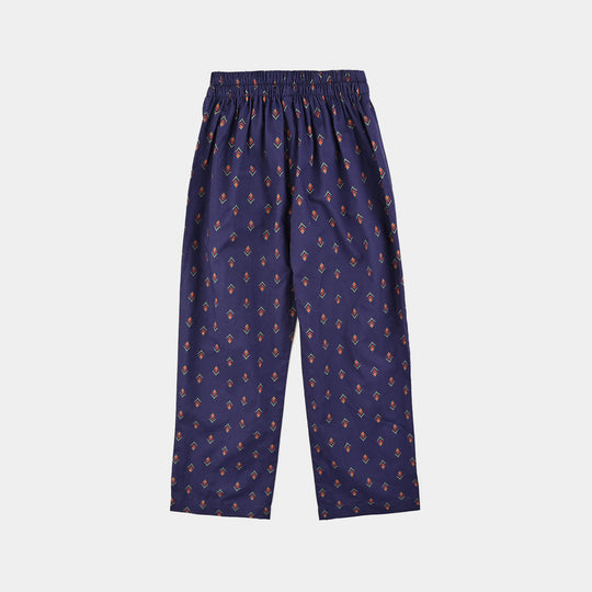 Girls Cotton Printed Pant IKAT - Purple