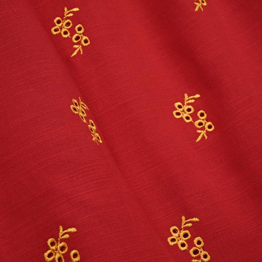 Girls Raw Silk Emb Kurti Yaqeen-MAROON