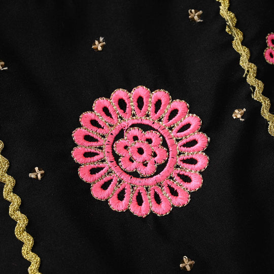 Infant Girls Raw Silk 2-Piece Set (Mah-E-Rang) - Black