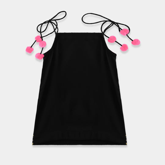 Infant Girls Raw Silk 2-Piece Set (Mah-E-Rang) - Black