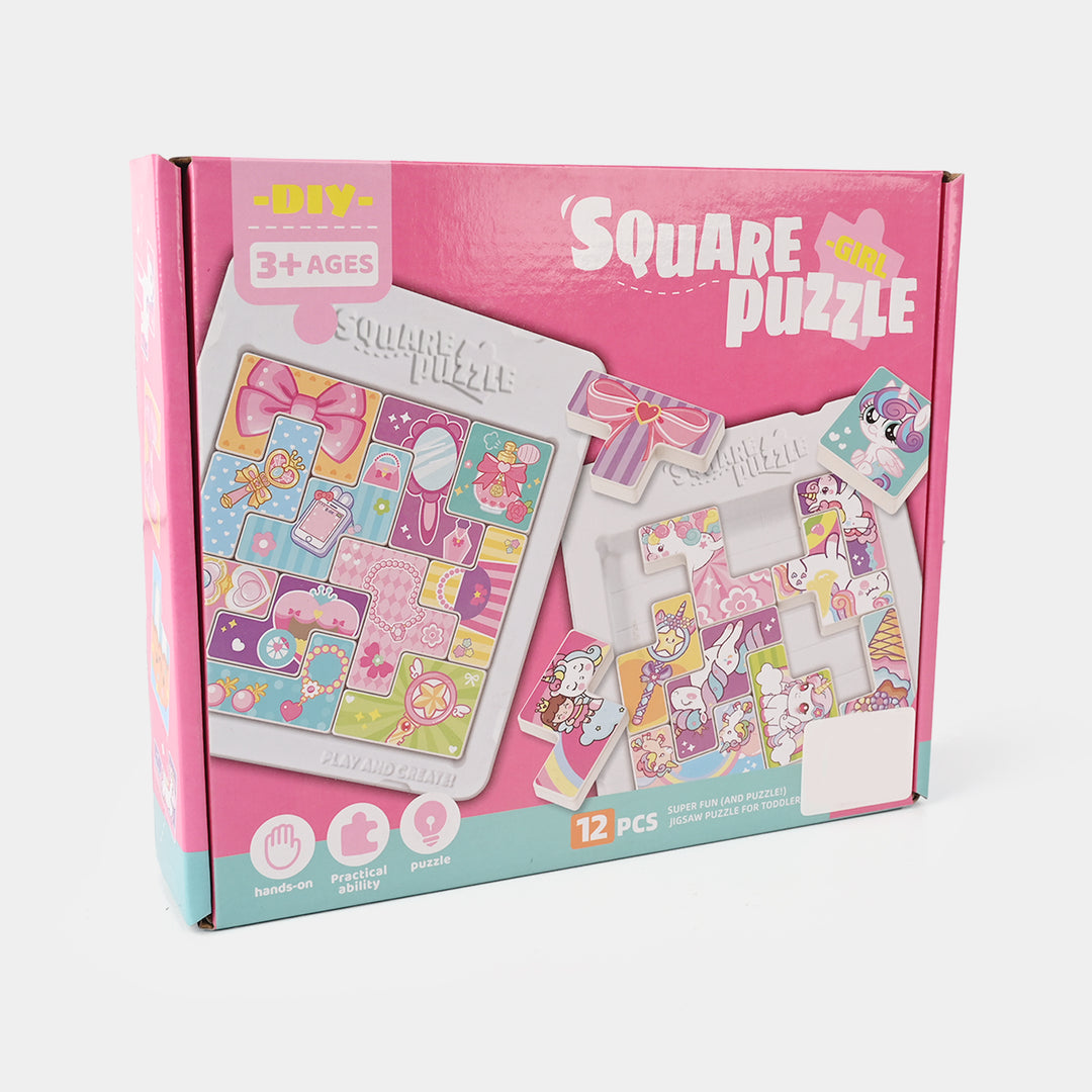 Square Girl Puzzle – 12 Pcs DIY Educational Puzzle for Kids