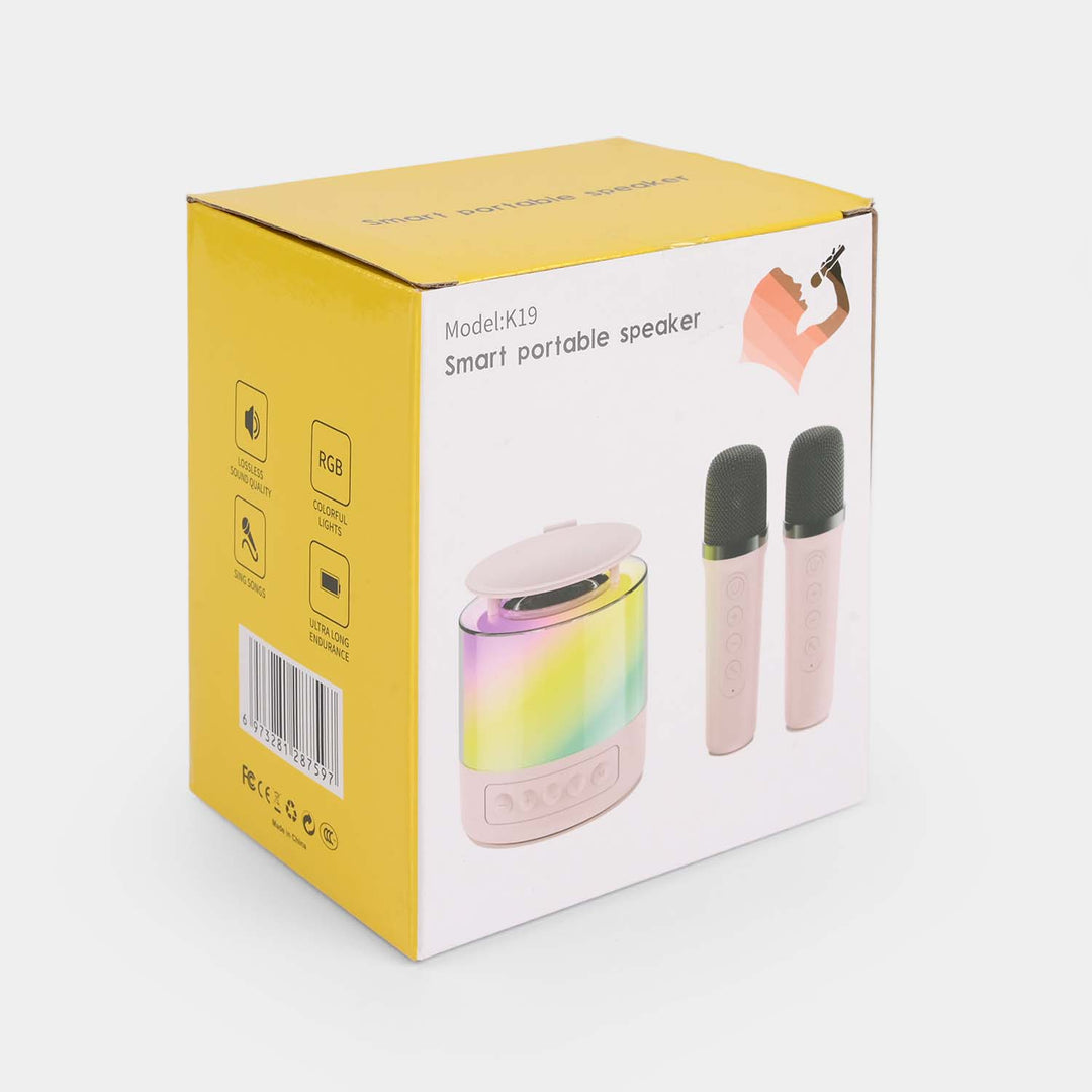 Bluetooth Speaker With 2 Wireless Microphones Karaoke Music Play