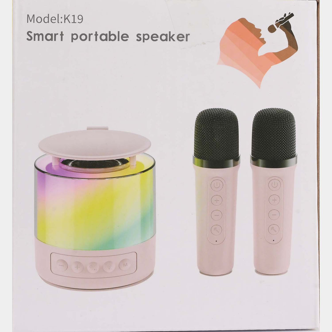 Bluetooth Speaker With 2 Wireless Microphones Karaoke Music Play