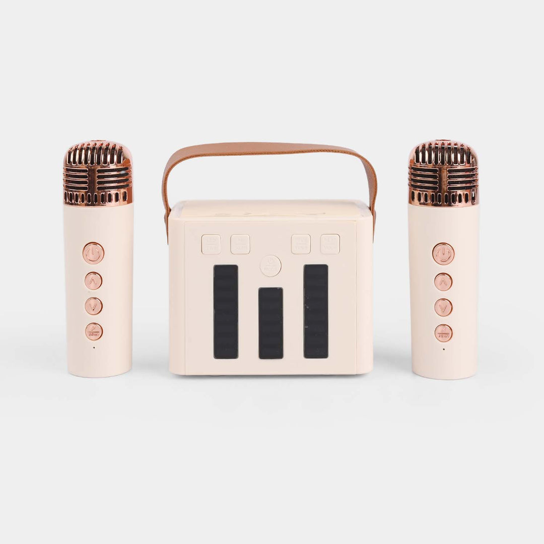 Bluetooth Speaker With 2 Wireless Microphones Karaoke Music Play