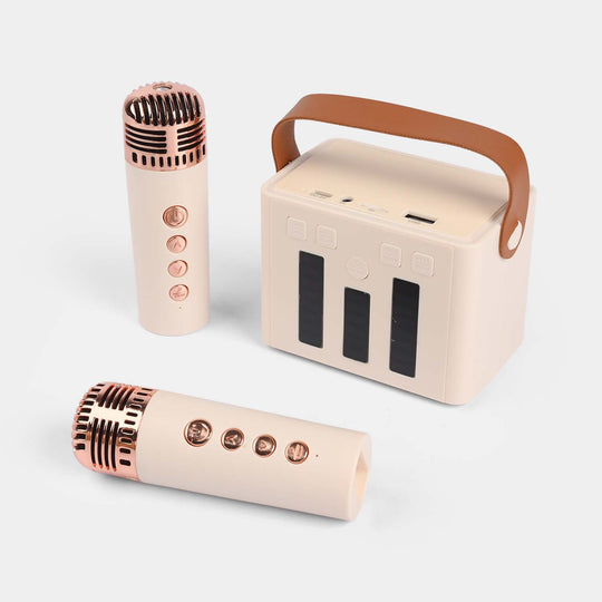 Bluetooth Speaker With 2 Wireless Microphones Karaoke Music Play