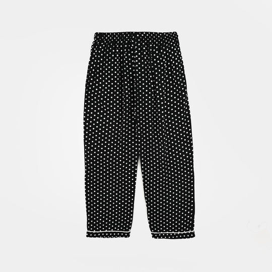 Girls Viscose Night Suit-Polka Dot-BLACK