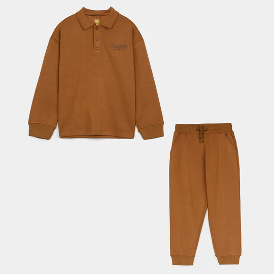 Boys Cotton Interlock 2 Piece Champion-BROWN