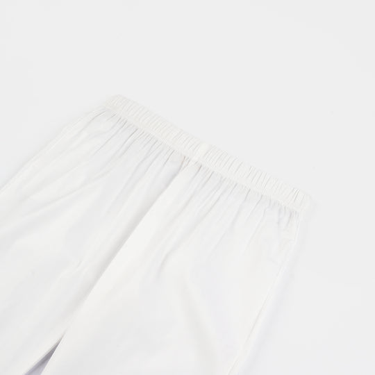 Girls Cotton Casual Pant Basic-White
