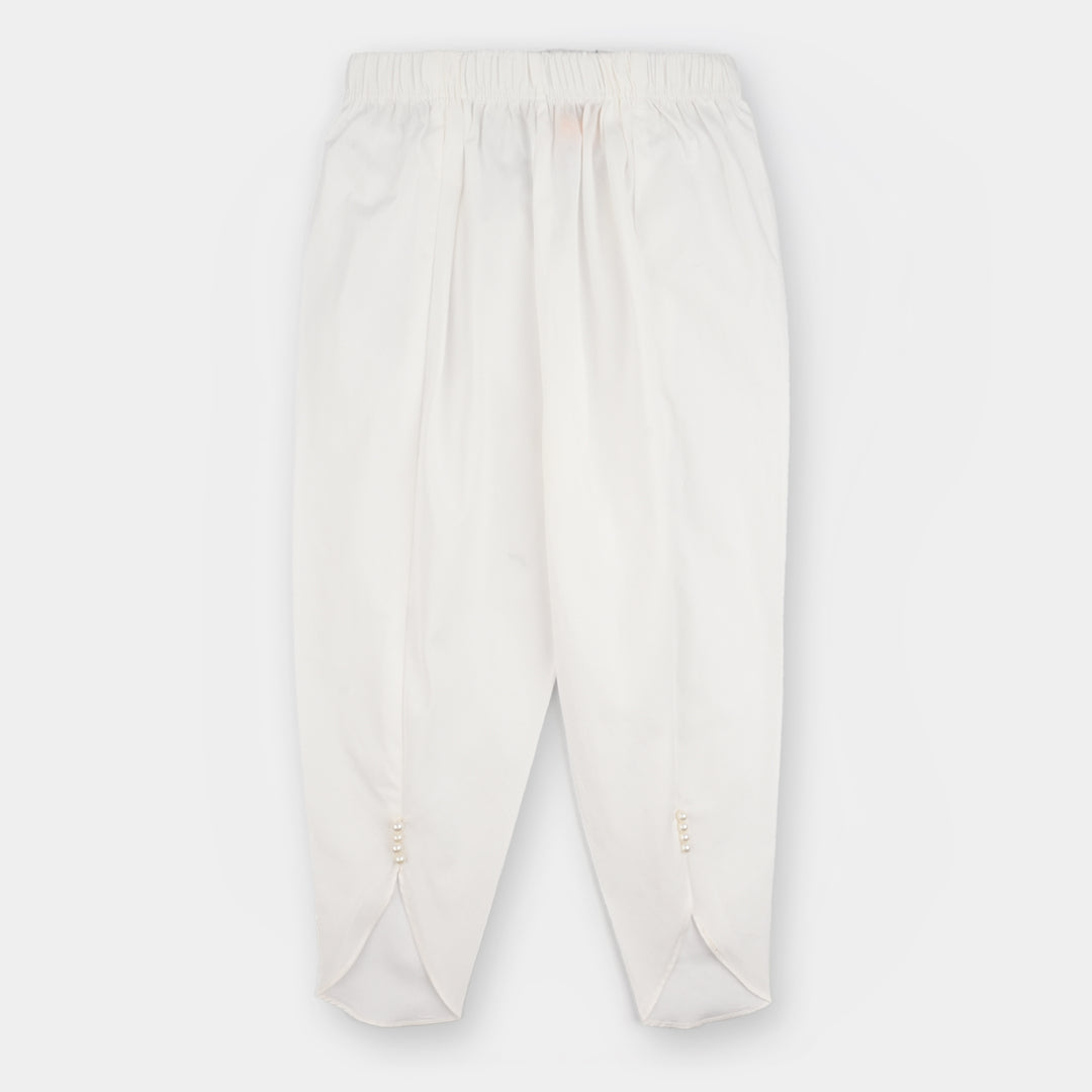Girls Cotton Tulip Pant-White