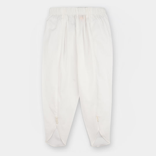 Girls Cotton Tulip Pant-White