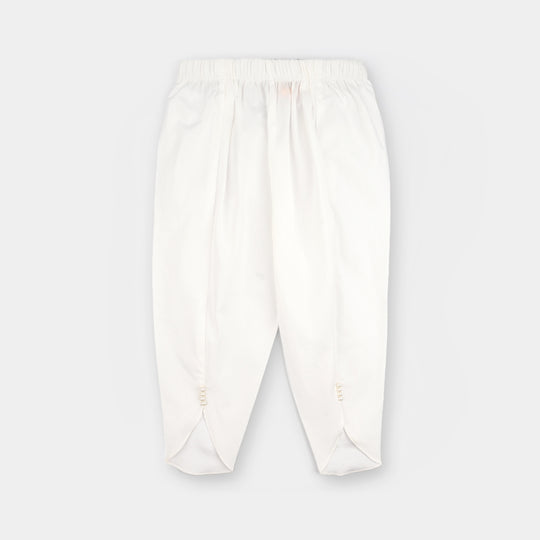 Infant Girls Cotton Tulip Pants - White