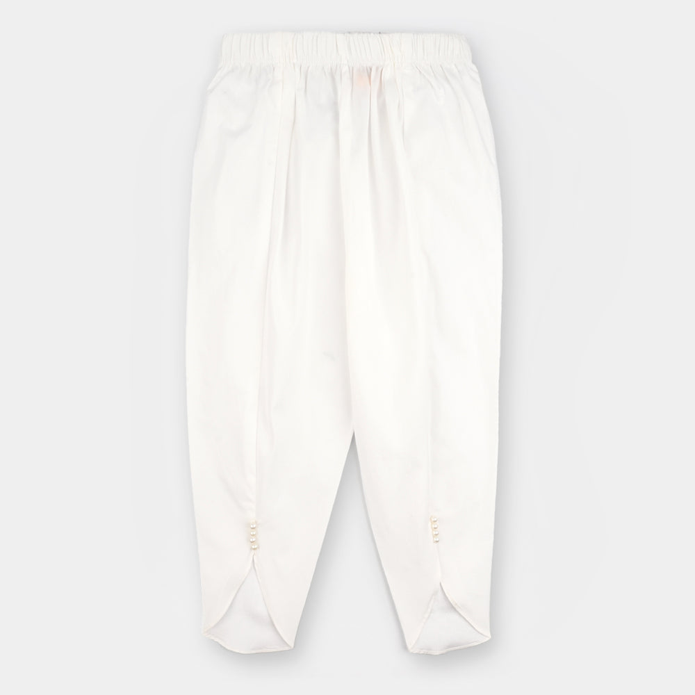 Girls Cotton Tulip Pant-White