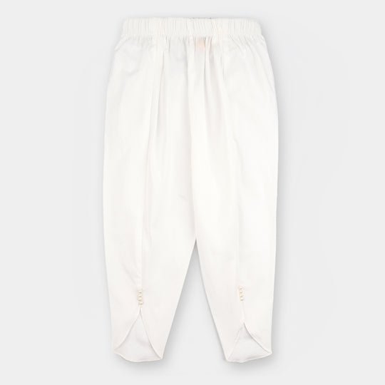 Girls Cotton Tulip Pant-White