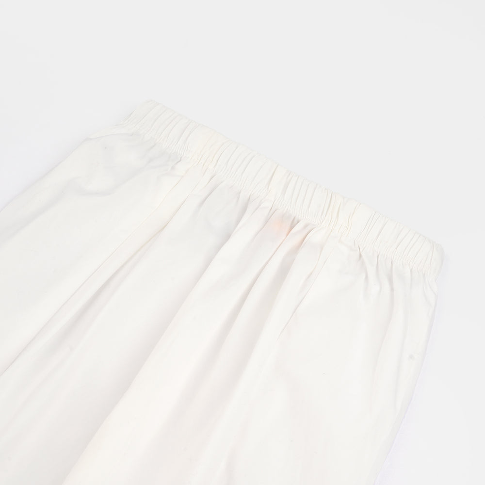 Girls Cotton Tulip Pant-White