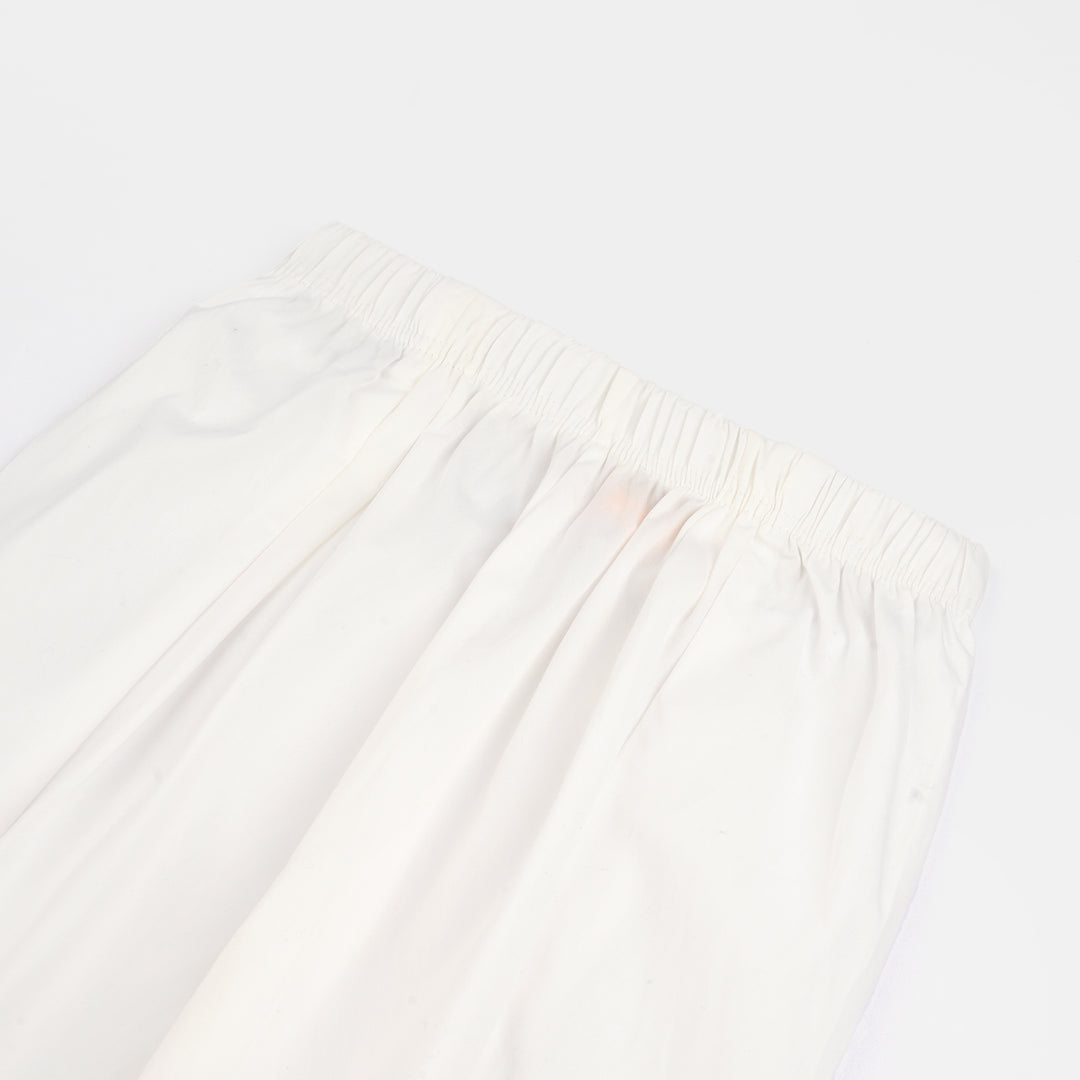 Girls Cotton Tulip Pant-White