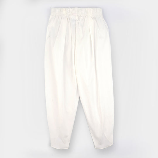 Girls Cotton Tulip Pant-White