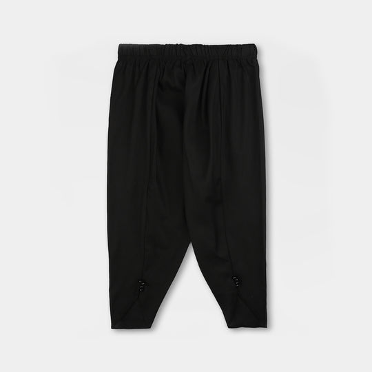 Infant Girls Cotton Tulip Pants - Black
