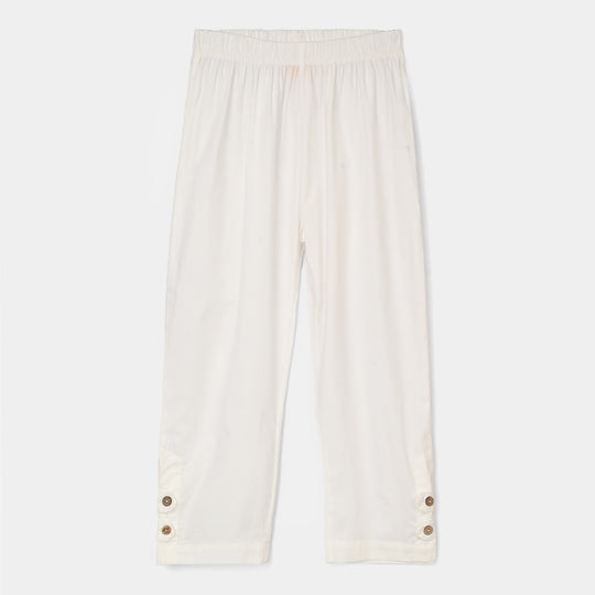 Girls Cotton Pant - White