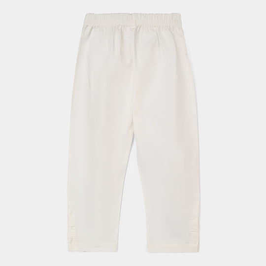 Girls Cotton Pant - White