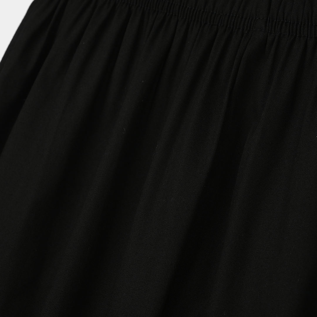Girls Cotton Pant One Side-BLACK