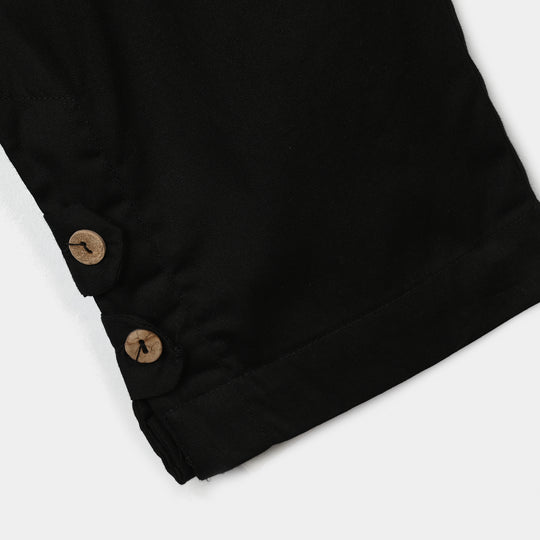 Girls Cotton Pant One Side-BLACK