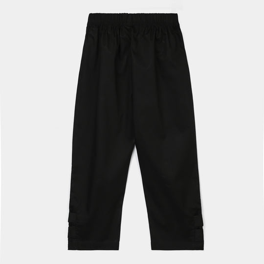 Girls Cotton Pant One Side-BLACK