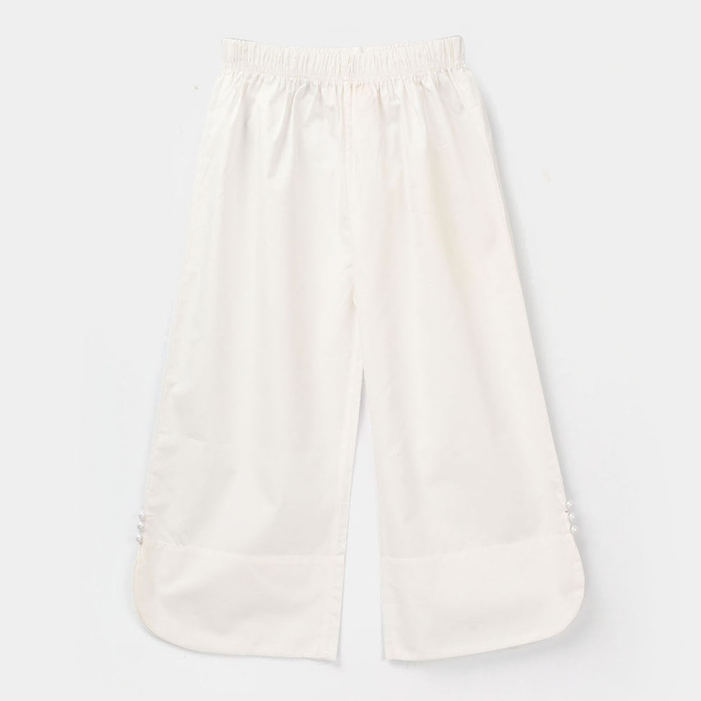 Girls Cotton Culottes Round - White