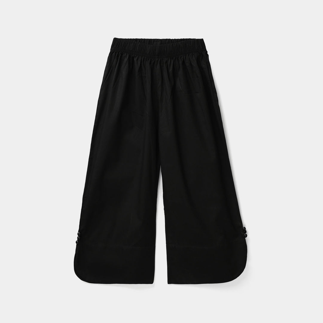 Girls Cotton Culottes Round - Black