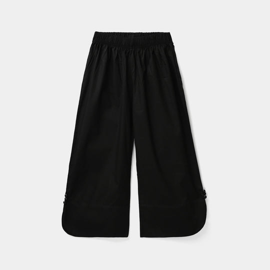 Girls Cotton Culottes Round - Black