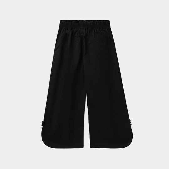 Girls Cotton Culottes Round - Black